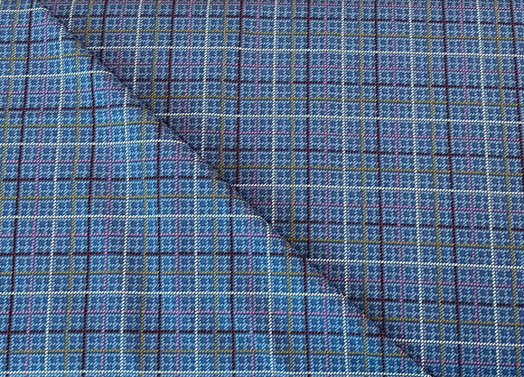 #4603 - Marcus Fabrics - Blue Checked Pattern With Colored Lines