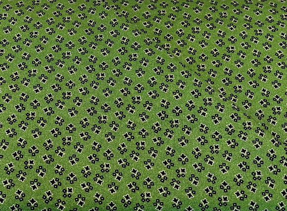#4600 - Marcus Fabrics - Green With Tiny Black Floral Pattern