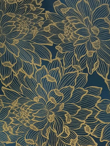 #111 - Hoffman - Blue With Large Gold Metallic Flowers