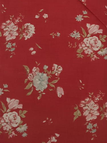 #118 - Moda - Padstow Range - Rusty Red With Pastel Colored Flowers