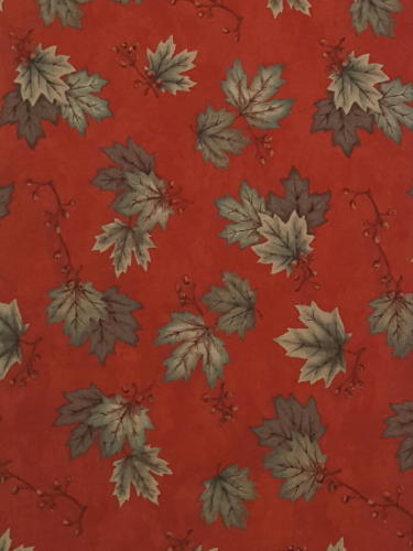 #124 Moda- A Similer Time - Rusty Red With Green Leaves