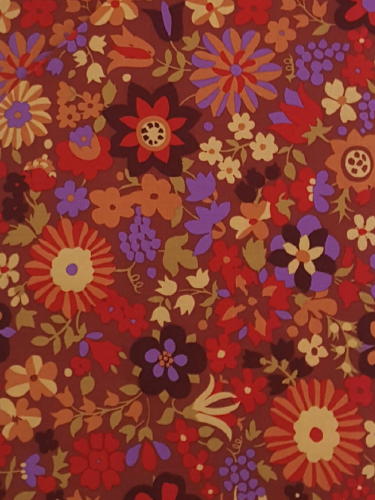 #131 - Liberty Art Fabric - Mary Lebone & Katy Brown - Rusty Red With Multi Colored Flowers