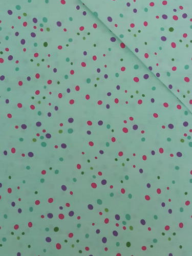 #138 Hoffman - Pastel Light Green With Multicolored Dots