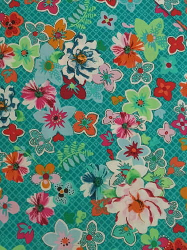 #148 - Hoffman - Turquoise With Multi Colored Flowers.