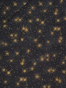 #151 - Fabric Freedom - Black With Metalic Gold Stars