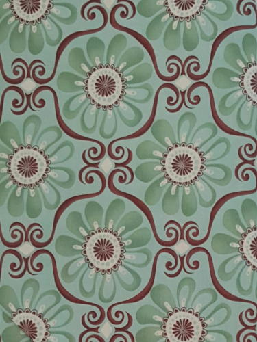 #160 - Moda - Fandango Aqua - Aqua/Green Flowers With Brown Swirl Pattern