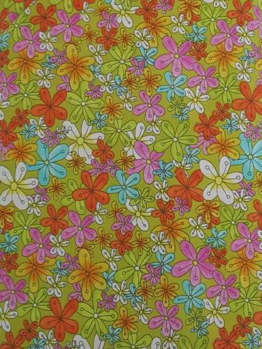 #171 - Studio E - Groovy Lime Green With Colorful Flowers