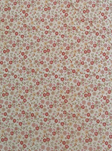 #221- Moda - Kissing Booth - Cream Background With Tiny Pink And Yellow Flowers