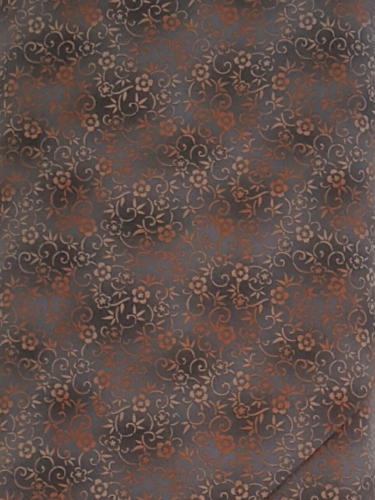 #237 Michael Miller - Tan Flowers On A Gray Blue, Marbled Background