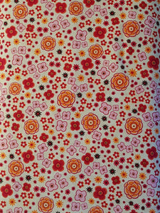 #243 - Riley Blake Cream Background With Pink, Red Orange Flowers