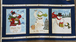 #387 - Moda - Panel - Share The Joy - Christmas, Smiling Snowman, Animals, Gifts