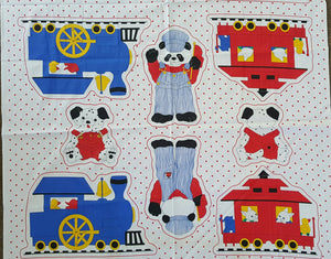 #405 - Panel - Fronts & Backs Of Train Engine, Train Caboose, Conductor/Engineer Bear & Spotted Puppy