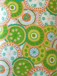 #411 - Free Spirit - Flannel - Bright Green And Orange Circles