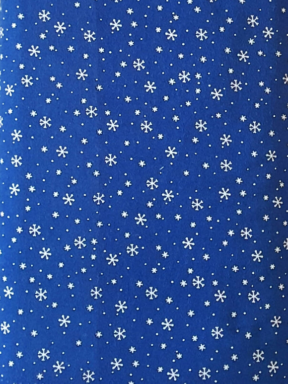 #413 - Northcott - Dark Blue Flannel With White Snowflakes/Stars