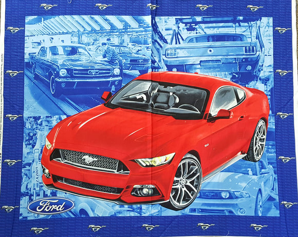 #495 - Panel - Sykel Enter. - Bright Red Ford Mustang On Blue
