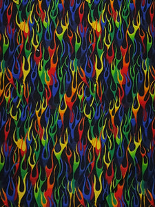 #554 - Fabri-Quilt Inc. - Colorful Flames On Black