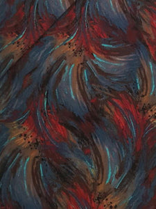 #564 Abstract Design With Blue, Red, Brown, Gold, etc.