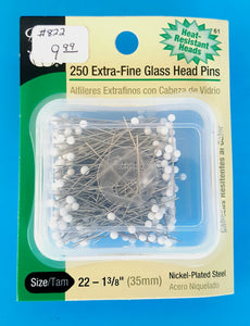 #N75 Dritz 250 Extra-Fine Glass Head Pins