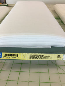 #N91 Pellon - Sew in Medium Weight Stabilizer (white) 90% Polyester, 10% Rayon.