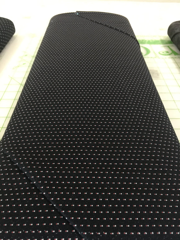 #682 - Needle Thread Gatherings - Moda - Dots On A Black Background