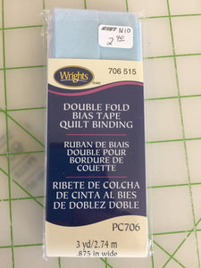 N10 - Wrights - Double Fold Bias Tape - Light Blue - 3 yds
