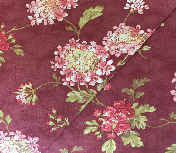 #102 - Moda - Burgundy With Pink & Green Floral