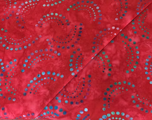 Moda - Batik - 4359 16 - Ruby - Dark Pink With Blue/Green Swirl Dots