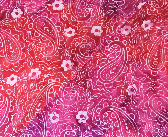 Moda - Batik - 4359 18 - Flamingo Pink & Purple Paisley /Floral