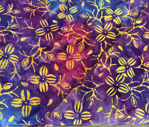 Moda - Batik - 4359 44- Orchid - Purple, Blue & Pink With Floral Pattern