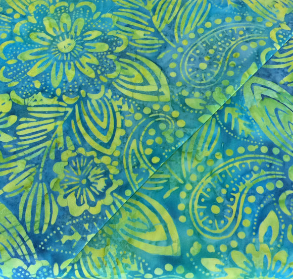Moda - Batik - 4359 30 - Sea - Blues With Green Floral & Paisleys