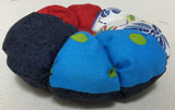 #N706 - LARGE Petal Pincushion - Handcrafted With Red & Blue Fabric