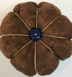#N707 - Petal Pincushion - Handcrafted With Blue, Brown & Orange Fabric